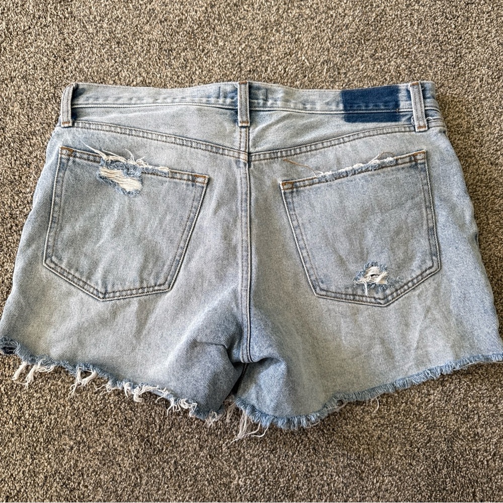 Abercrombie & Fitch Mid Rise Boyfriend Light Blue Distressed Jean Shorts - 29/8 - Picture 5 of 5